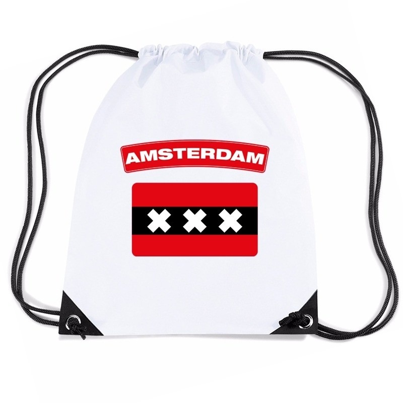 Nylon sporttas amsterdamse vlag wit