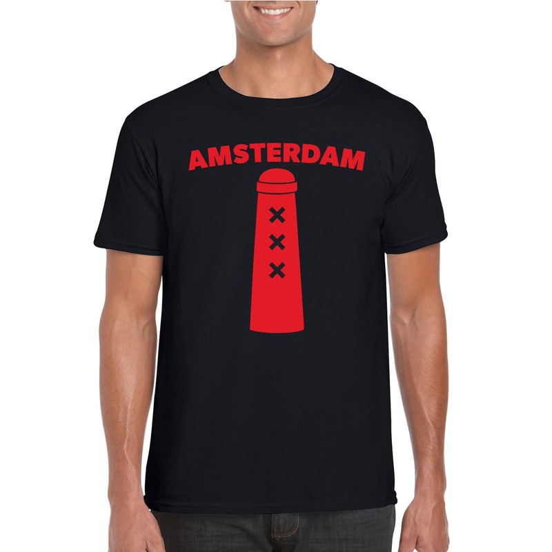 Amsterdam shirt met amsterdammertje zwart heren