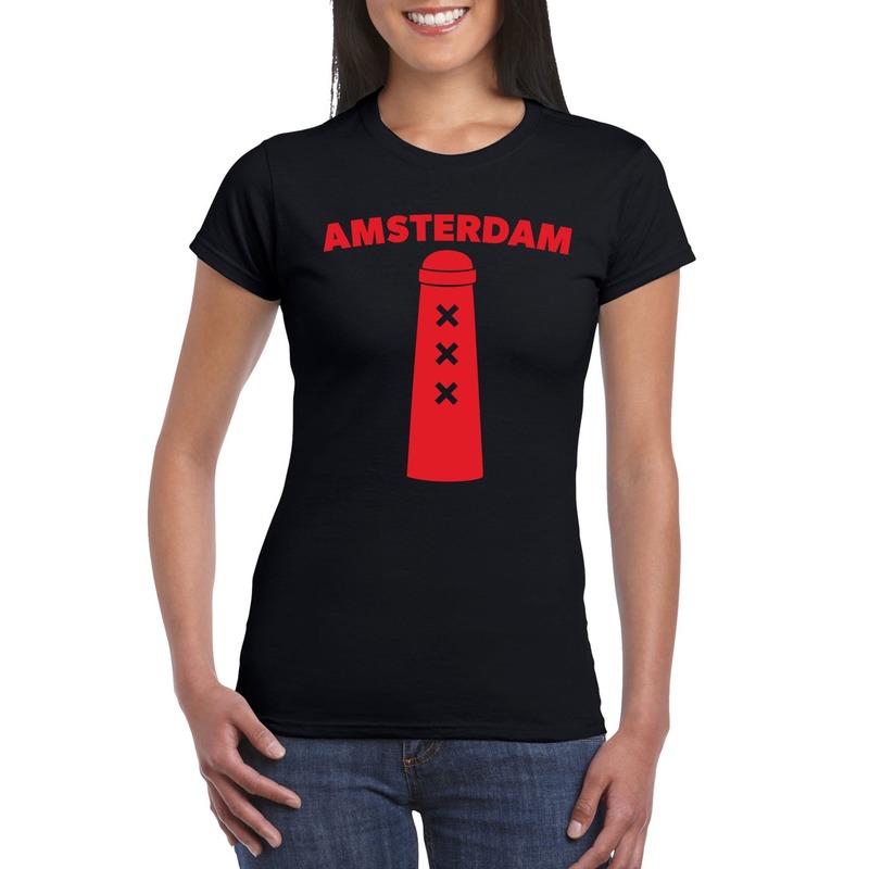 Amsterdam shirt met amsterdammertje zwart dames