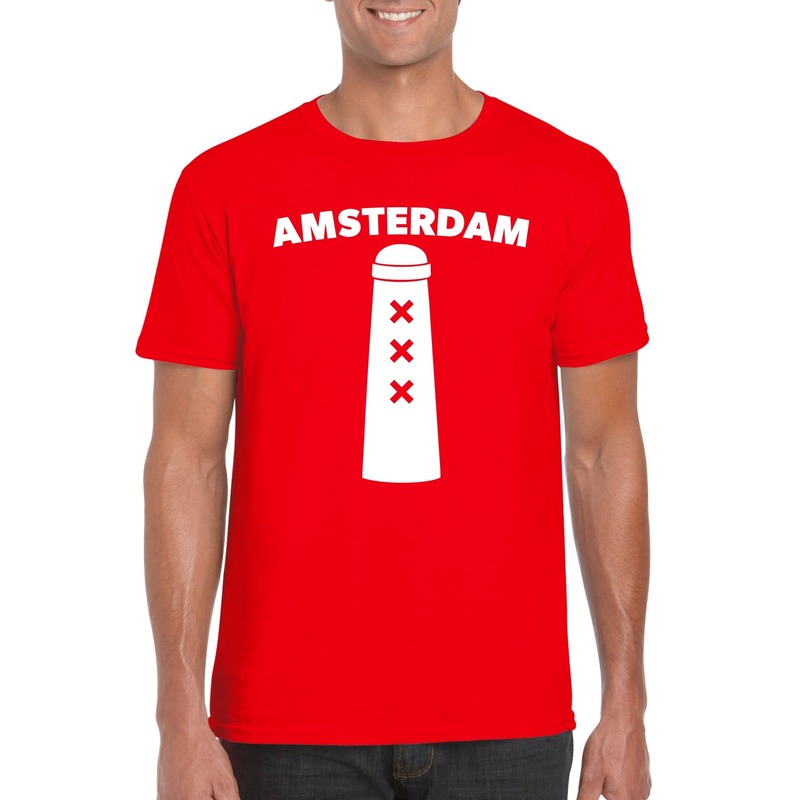 Amsterdam shirt met amsterdammertje rood heren