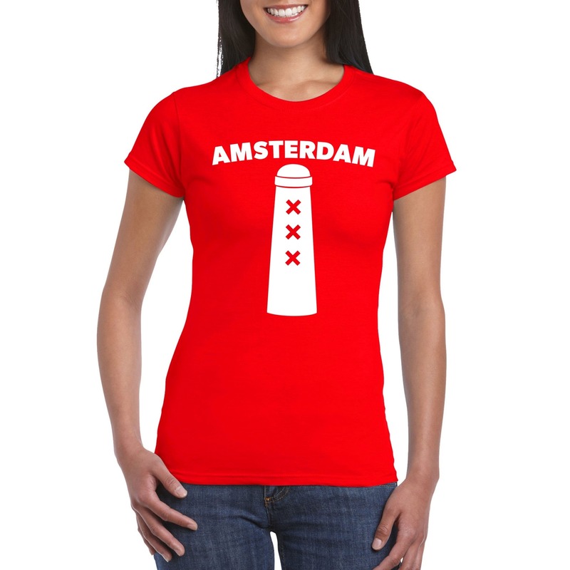 Amsterdam shirt met amsterdammertje rood dames